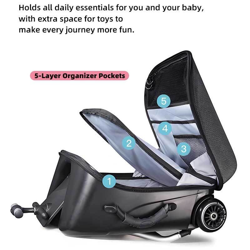 Premium zipper and telescopic handle detail